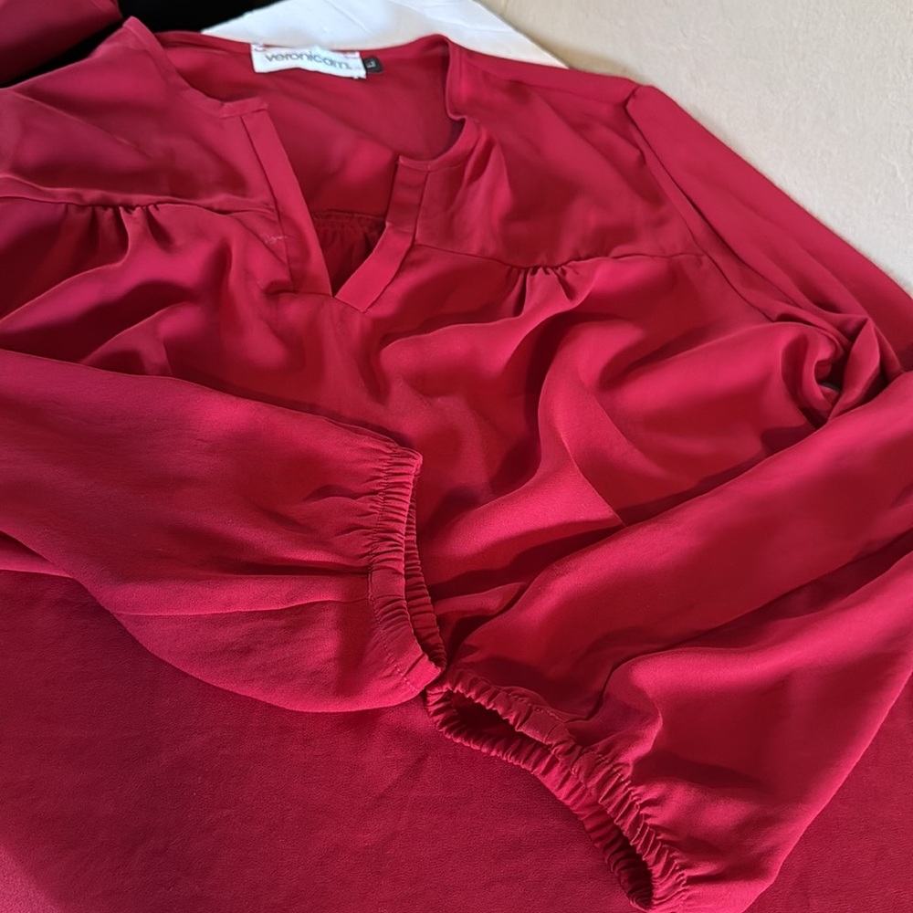 Veronicam Women’s Vneck Blouse Long Sleeves Size L - Picture 9 of 10